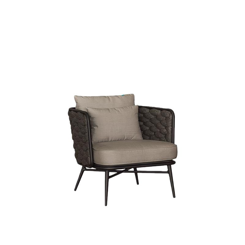 Outdoor Sofa Armchair Chunky Rope Dark Frame