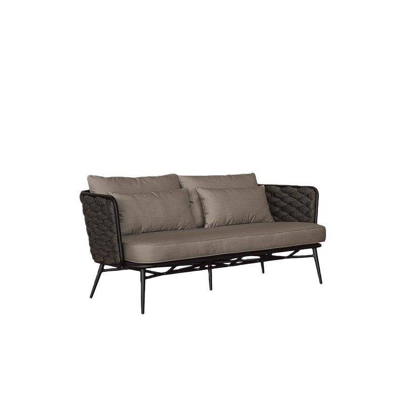 Outdoor Sofa S2 Chunky Rope Black Frame