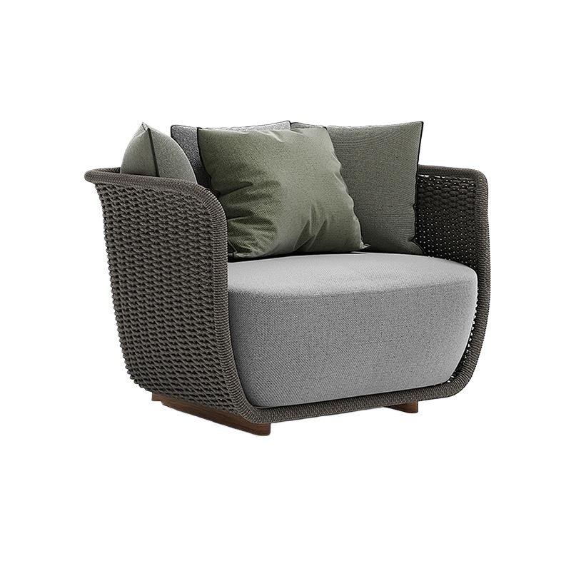 Rope Garden Sofa Armchair Dark Grey Tub