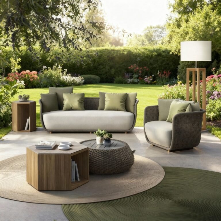 Rope Garden Sofa Set Beige Green Zen