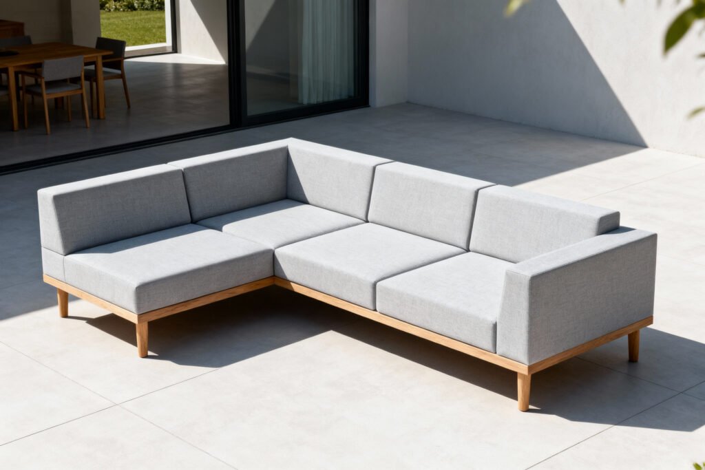 Scandinavian outdoor modular sofa in light grey