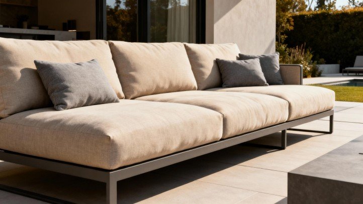 most comfortable outdoor sofa with deep seat cushions on a modern patio
