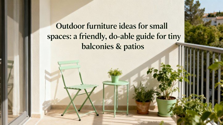 Outdoor furniture ideas for small spaces on a tiny balcony with a folding bistro set and rail planters