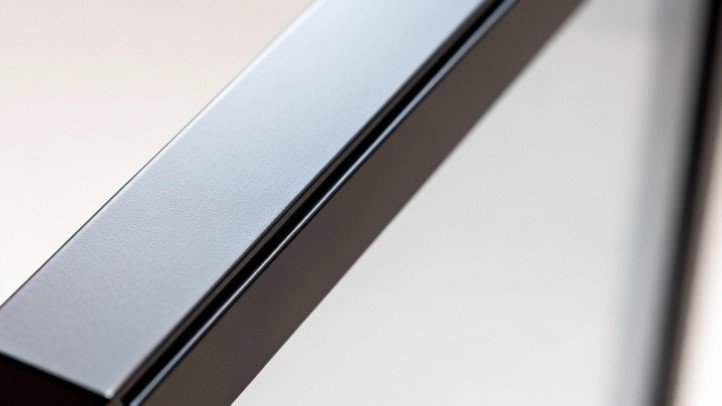 Powder-coated aluminum frame close-up showing sealed finish