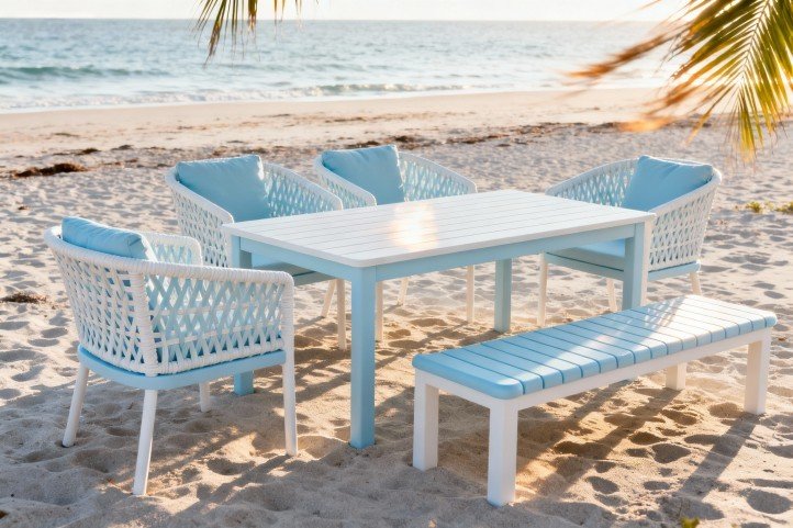 Plastic patio set for coastal homes