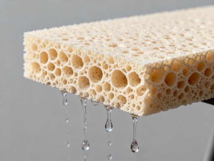 reticulated quick dry foam with open cell structure draining water for outdoor cushions